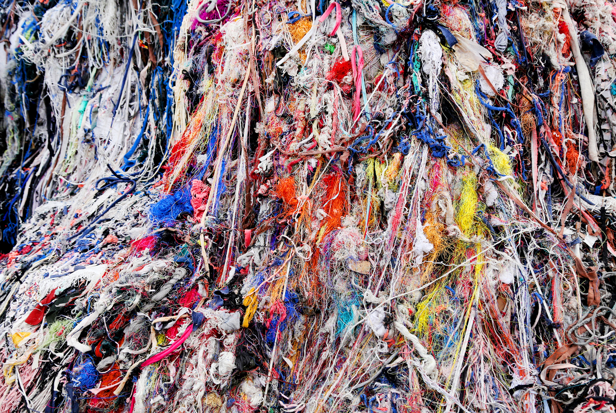 image of strings of textile waste