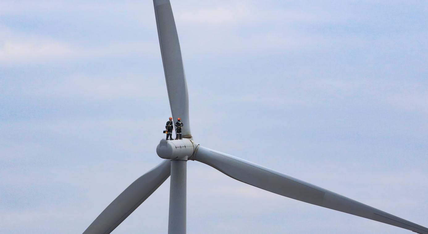 image of a modern windmill with long blades