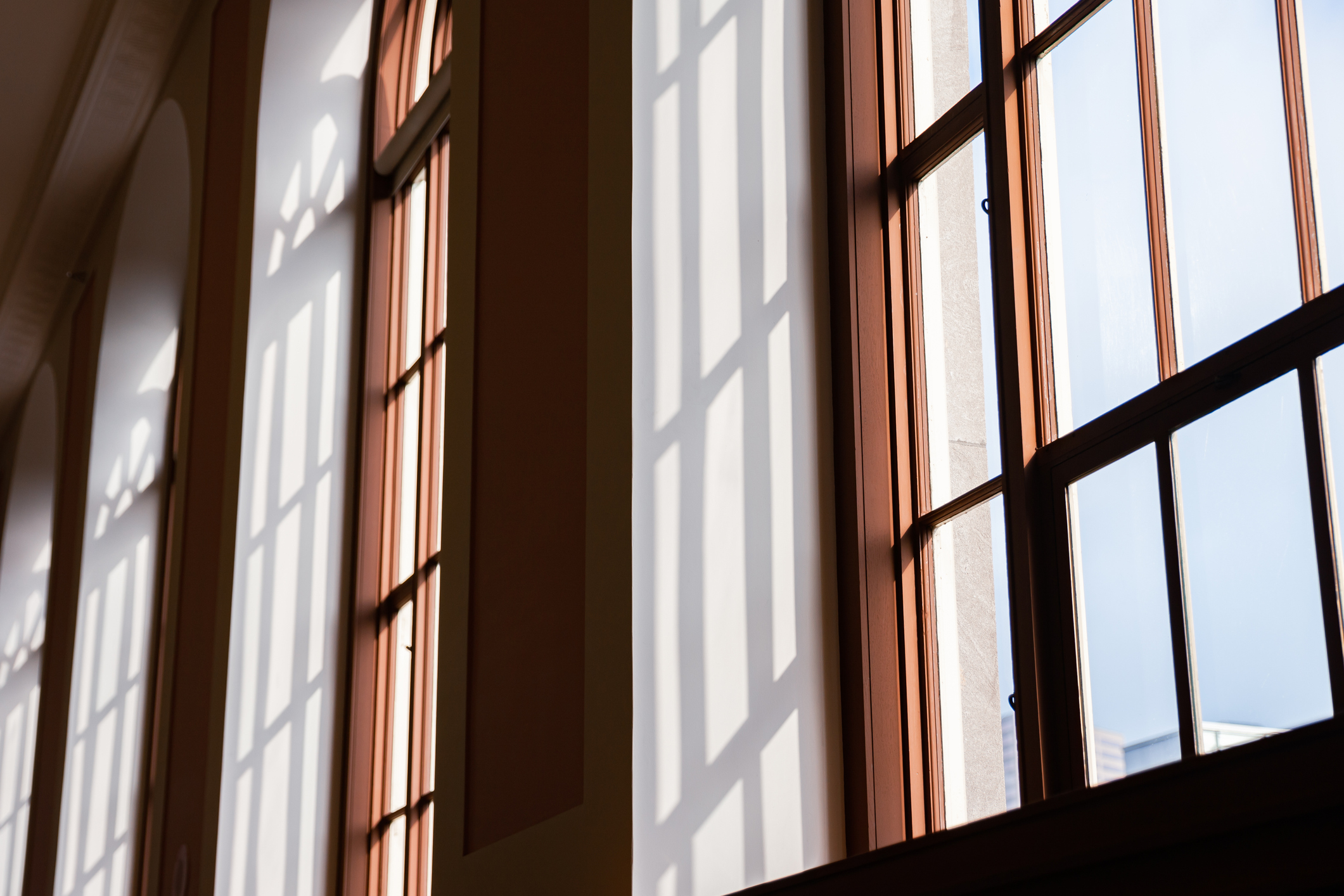 sun coming through paned of glass