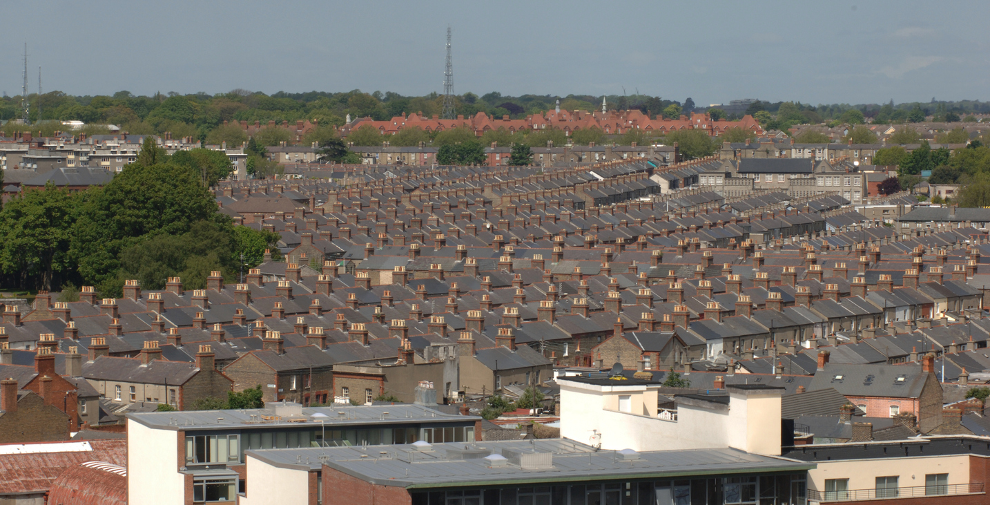 view over rooftops of residential area in Dublin