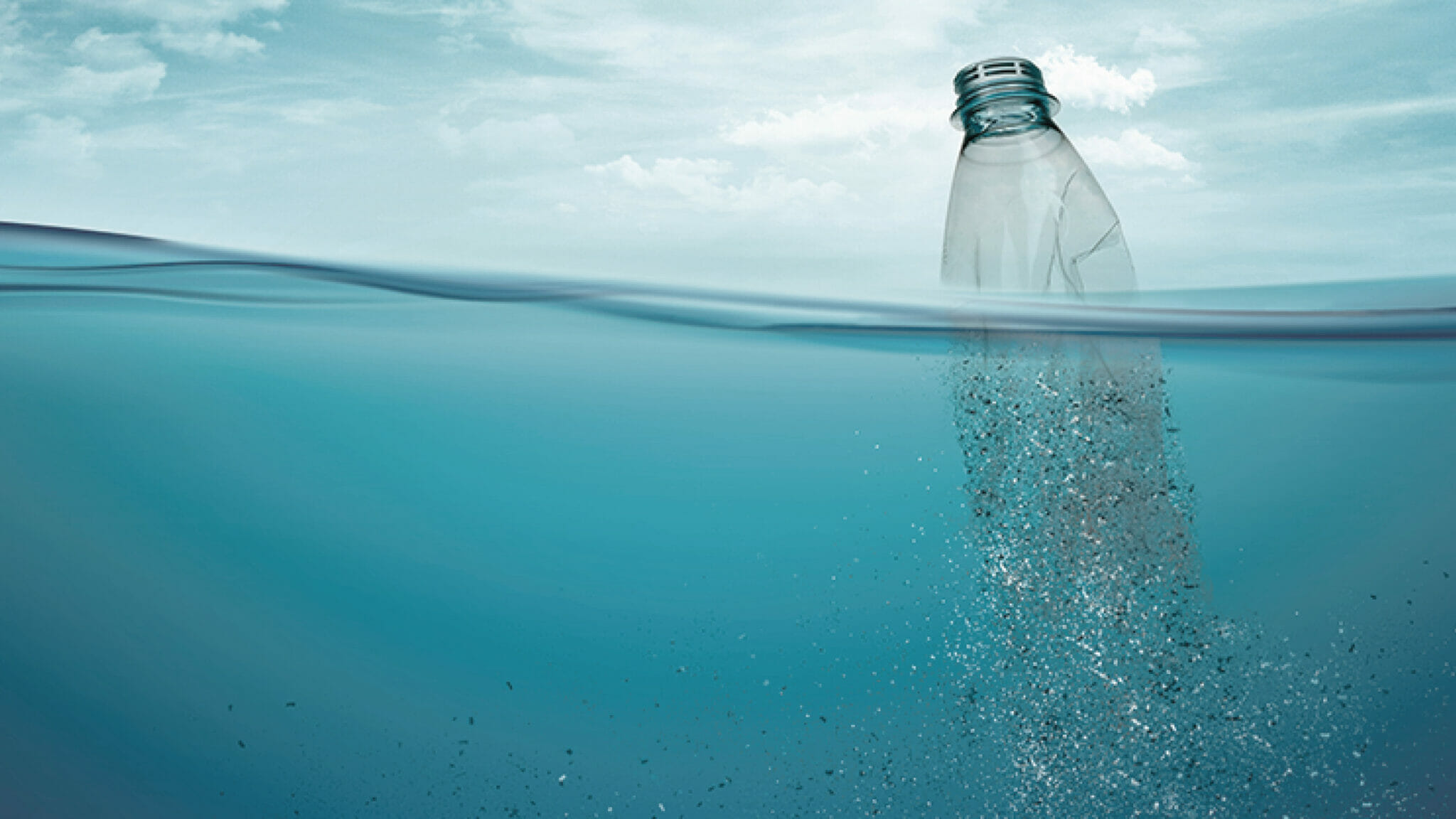 image of a plastic bottle floating in water