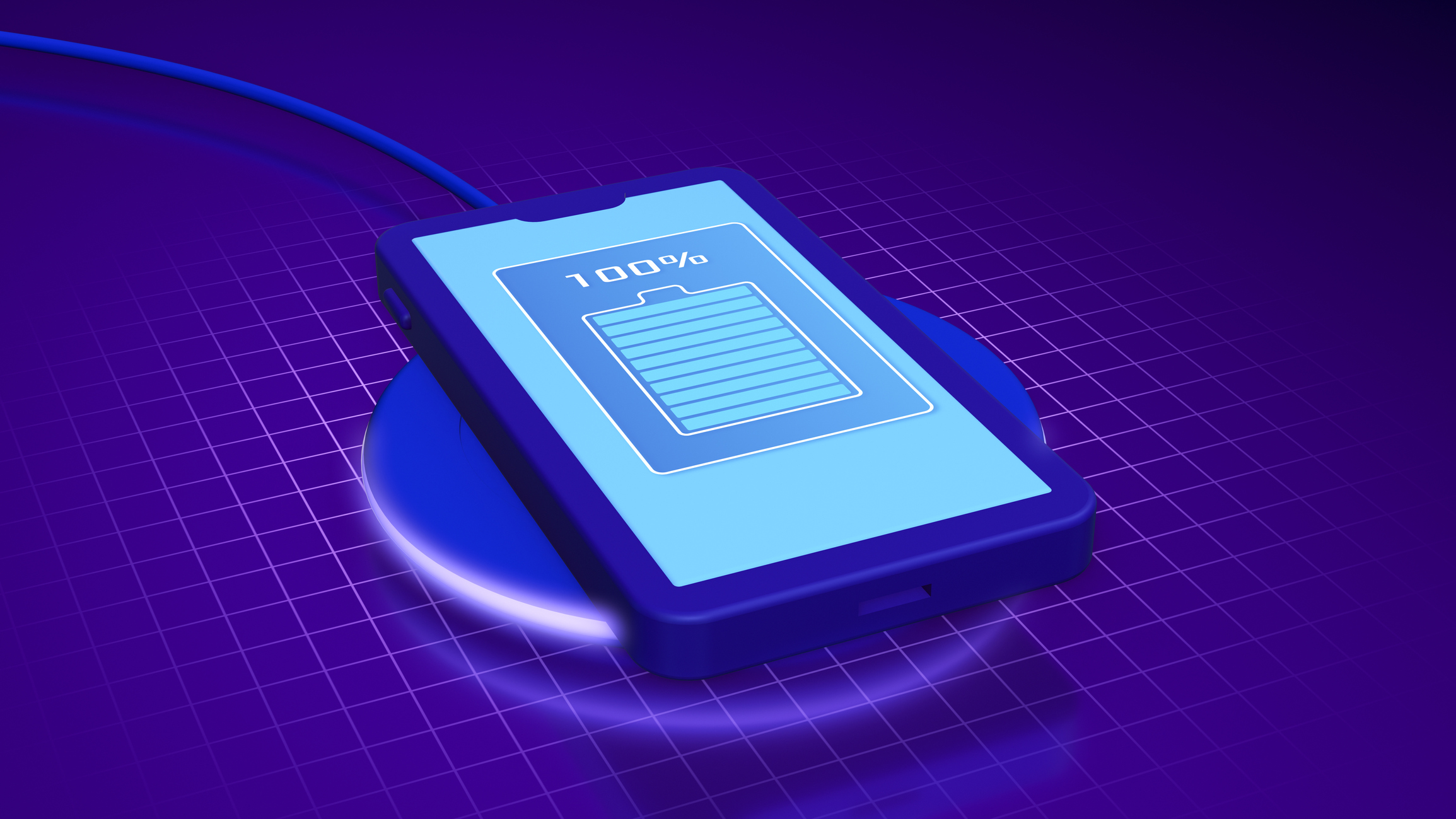 artist impression of a wireless charging phone with battery filling