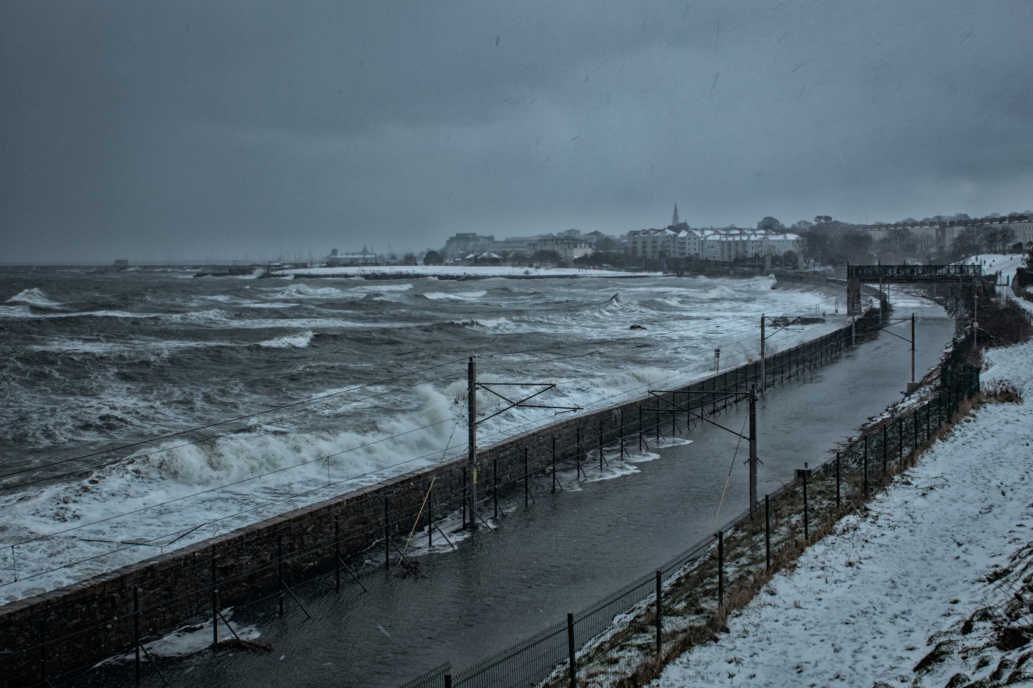 image of coastal flooding in winter in Ireland