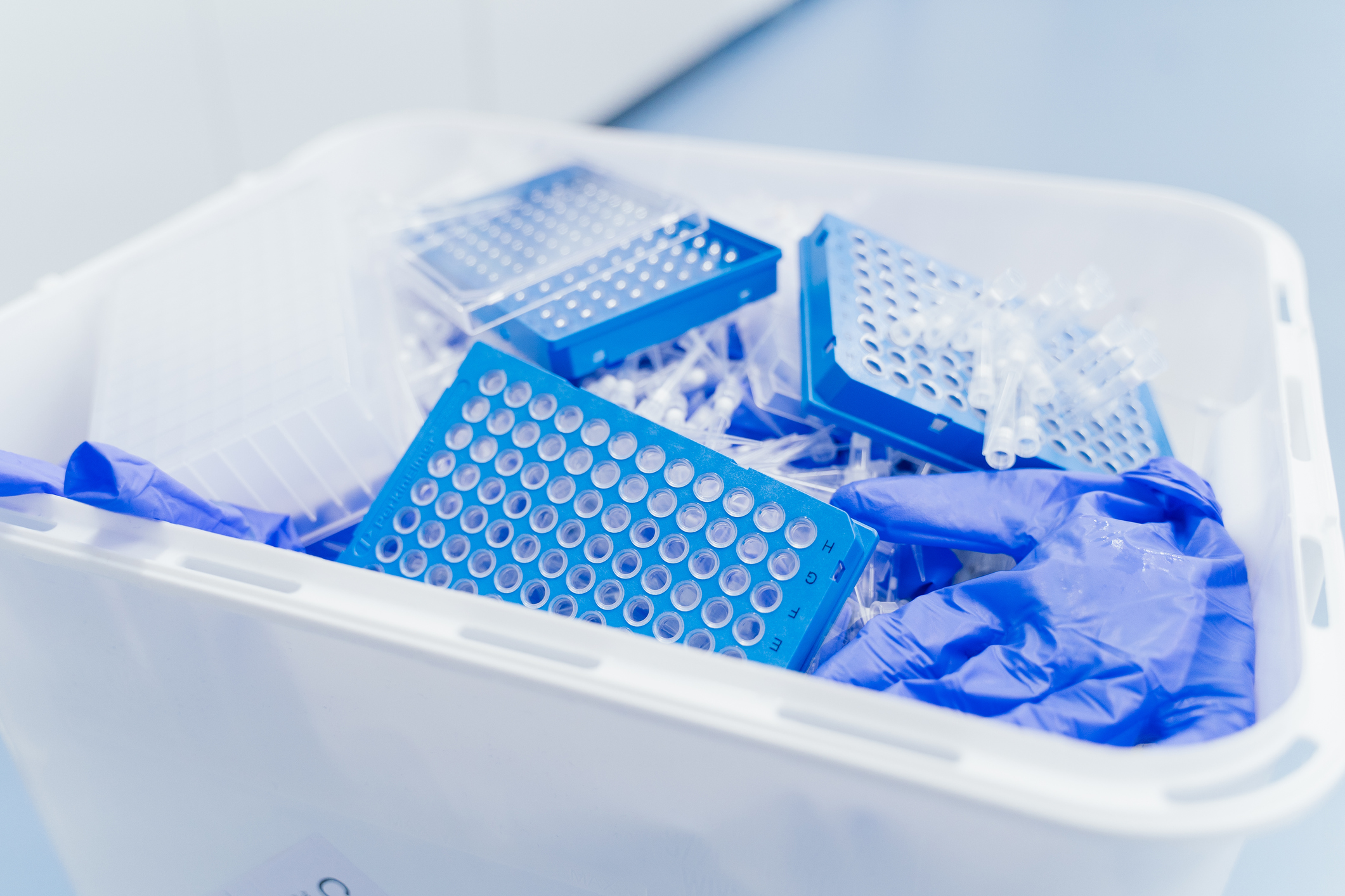 tray of laboratory consumables