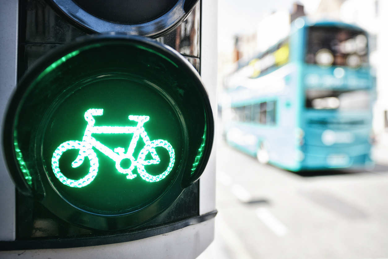 traffic light for bicycles showing green
