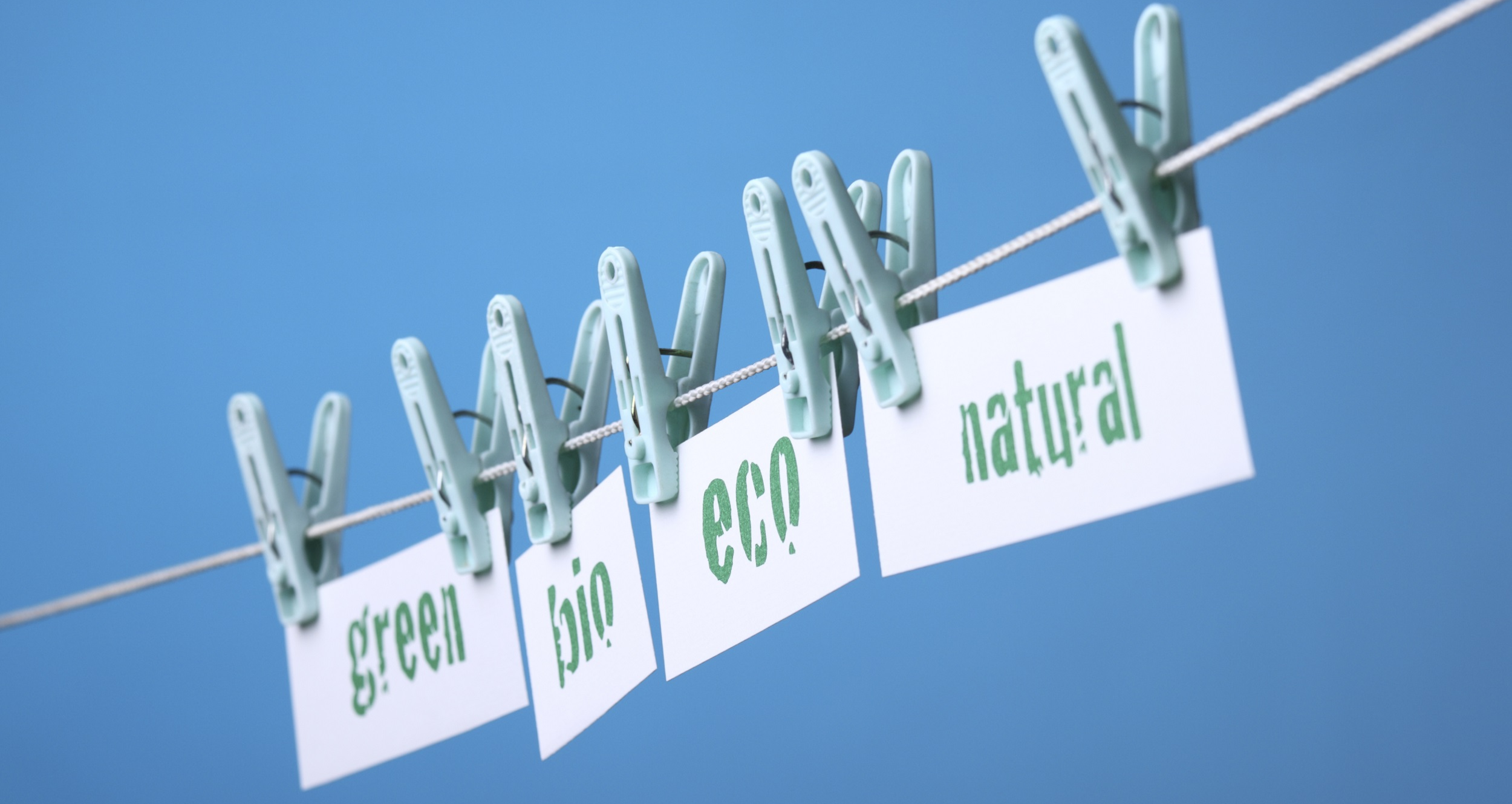 graphic showing green terminology hung out on a washing line