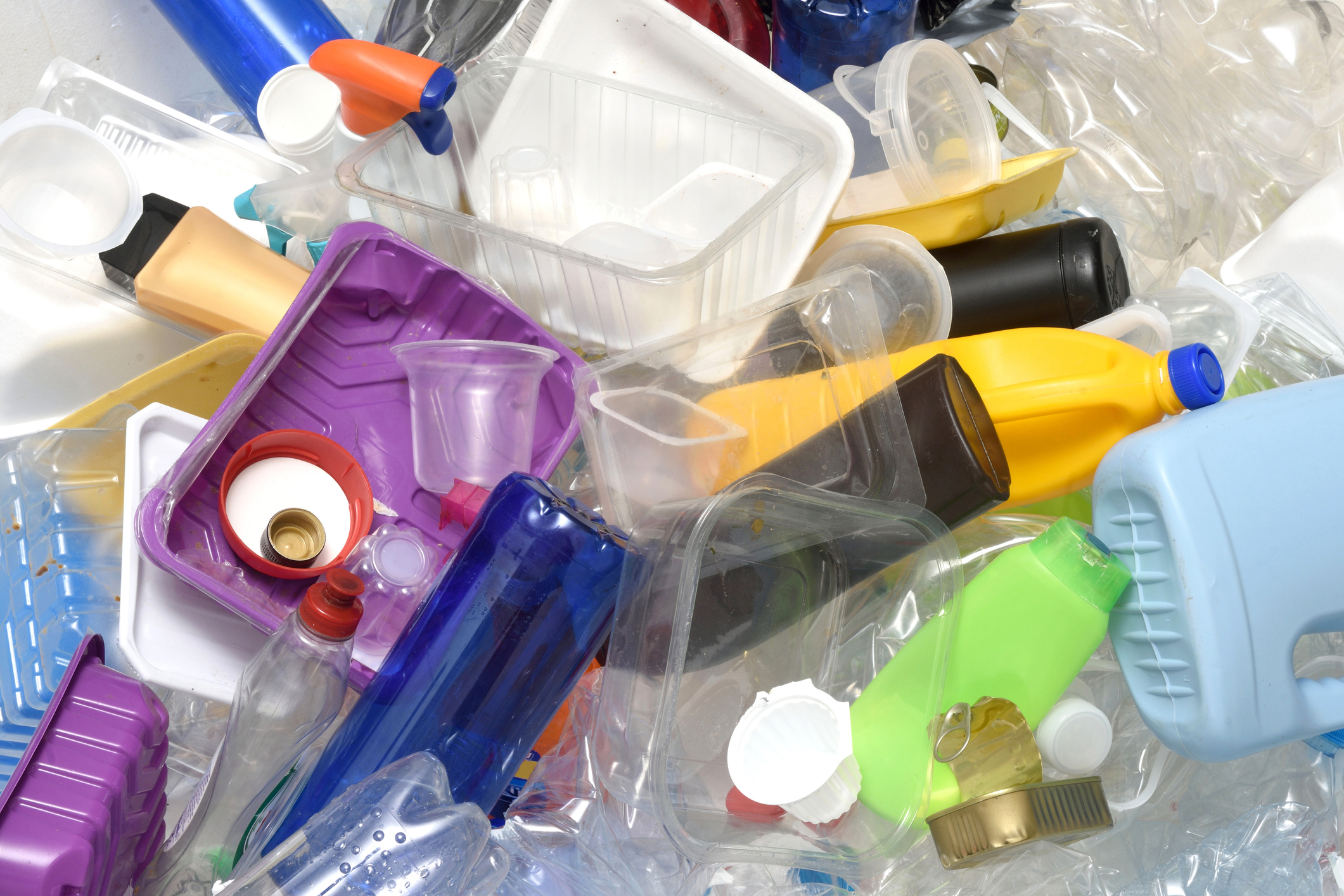 collection of dry clean waste plastic containers