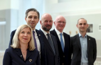 Image of Professor Aoife Ahern, Minister Simon Harris, Professor Philip Nolan, David O'Reilly and Professor Andrew Keane