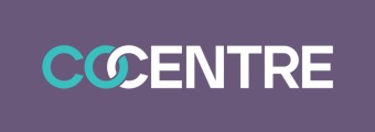 Image of the Co Centre Programme logo - purple background with teal font 'CO' and white font 'CENTRE'; the O and C are interlocked. 