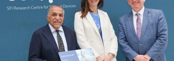 A picture of CRAM Director, Professor Abhay Pandit, Dr Siobhan Roche, Director of Science for the Economy at Science Foundation Ireland, and University of Galway President Professor Ciarn  hgartaigh.