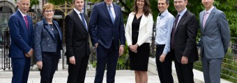 A picture of members of SFI's board, Government ministers and directors of the SFI research centres that are to receive funding.