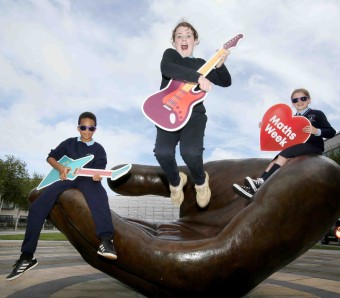 three young students promoting maths week 