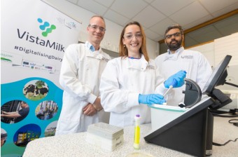 Image shows, Dr Lee Coffey (Principal Investigator at the PMBRC), Jennifer Drohan (PhD student at PMBRC and the Walton Institute) and Dr Daniel Martins (post-doctoral researcher at the Walton Institute).