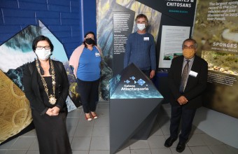 four people from CRAM, the SFI Research Centre launching a new public exhibition 