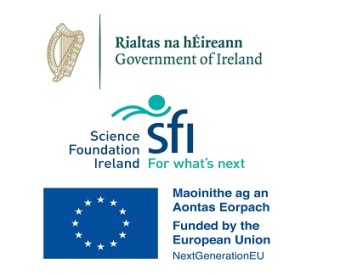 logos for the Government of Ireland, SFI, and European Union NextGenerationEU