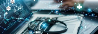 A decorative image depicting health technology 