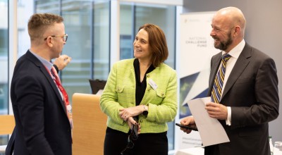 Philip McGrath with SFI's Dr Lisa Higgins and Prof. Philip Nolan 