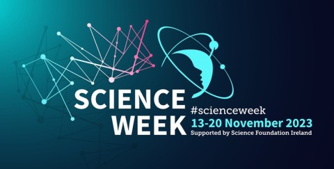 A moving science week logo displayed above the dates of the 13 - 20 of November 